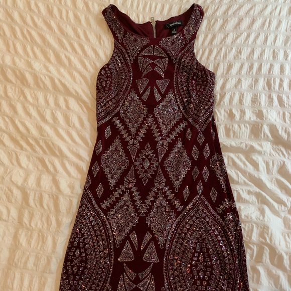 Sparkly Maroon Mini Dress - Picture 3 of 6
